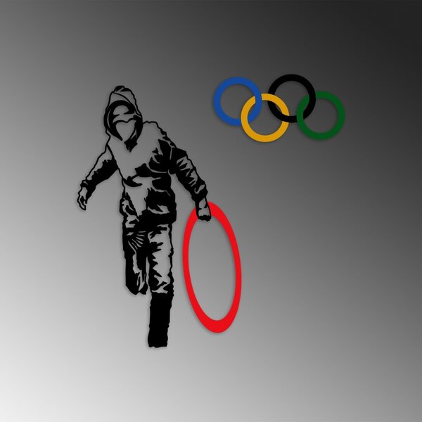 Μεταλλικός πίνακας Banksy Πολύχρωμος 62x61 cm