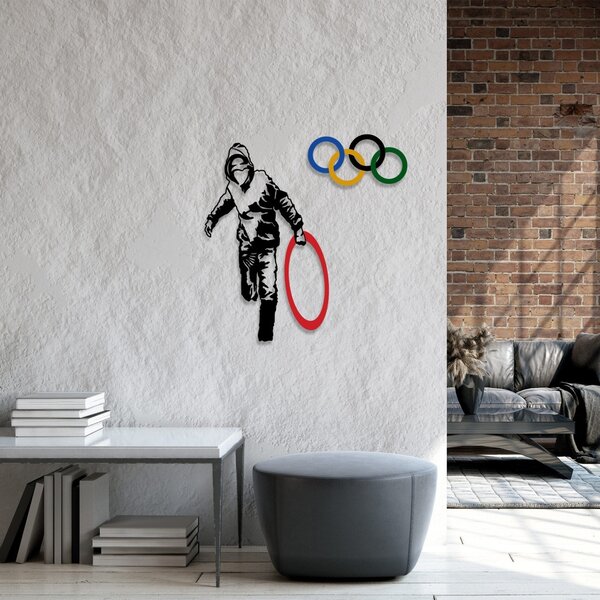 Μεταλλικός πίνακας Banksy Πολύχρωμος 62x61 cm