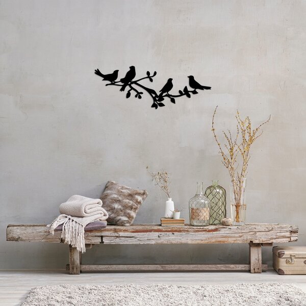 Μεταλλικός πίνακας Birds Μαύρο 70x26 cm