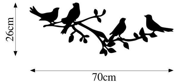 Μεταλλικός πίνακας Birds Μαύρο 70x26 cm