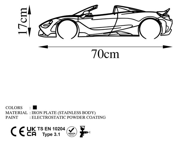 Μεταλλικός πίνακας McLaren Μαύρο 70x17 cm