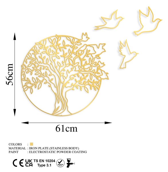 Μεταλλικός πίνακας Tree Χρυσό 61x56 cm