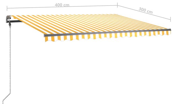 VidaXL Τέντα Συρόμενη Χειροκίνητη με LED Κίτρινο / Λευκό 400 x 300 εκ