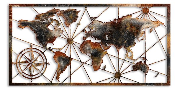 Μεταλλικός πίνακας World Πολύχρωμος 120x60x1.5 cm