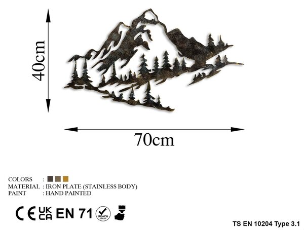 Μεταλλικός πίνακας Mountain Πολύχρωμος 70x40x1.5 cm