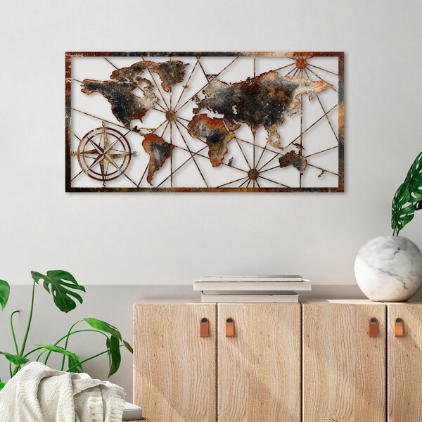 Μεταλλικός πίνακας World Πολύχρωμος 120x60x1.5 cm
