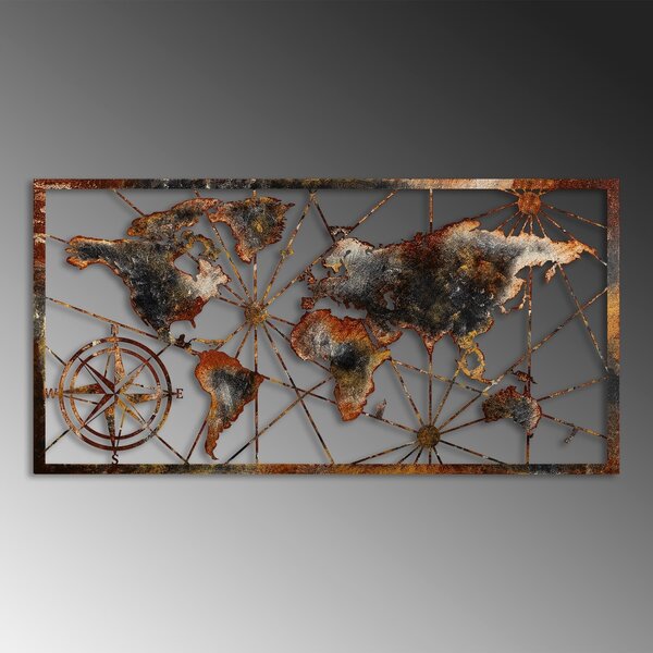 Μεταλλικός πίνακας World Πολύχρωμος 120x60x1.5 cm