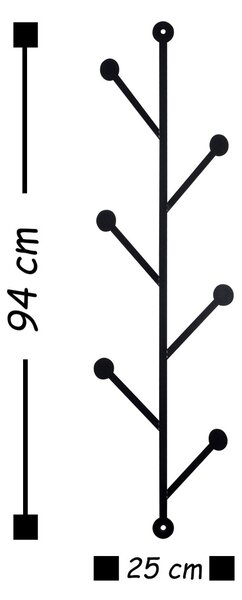 Μεταλλική Κρεμάστρα Rod Μαύρο 25x94 cm