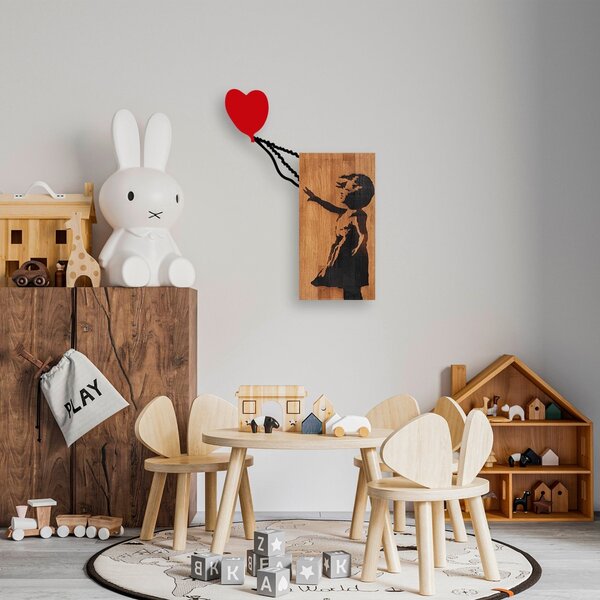 Πίνακας από ξύλο και μέταλλο Banksy Καρυδί 83x60 cm