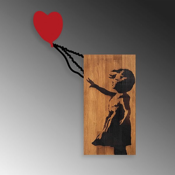 Πίνακας από ξύλο και μέταλλο Banksy Καρυδί 83x60 cm