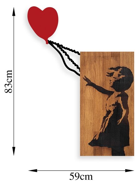Πίνακας από ξύλο και μέταλλο Banksy Καρυδί 83x60 cm