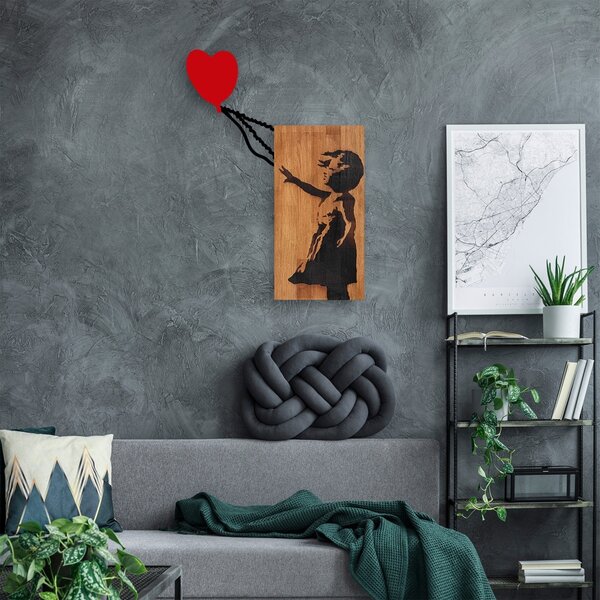 Πίνακας από ξύλο και μέταλλο Banksy Καρυδί 83x60 cm