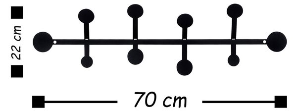 Μεταλλική Κρεμάστρα Rod Μαύρο 70x22 cm