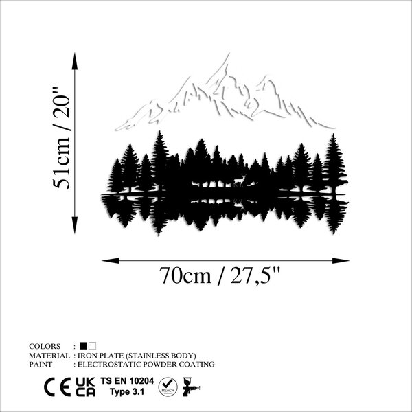 Μεταλλικός πίνακας Nature Μαύρο 62x22 cm