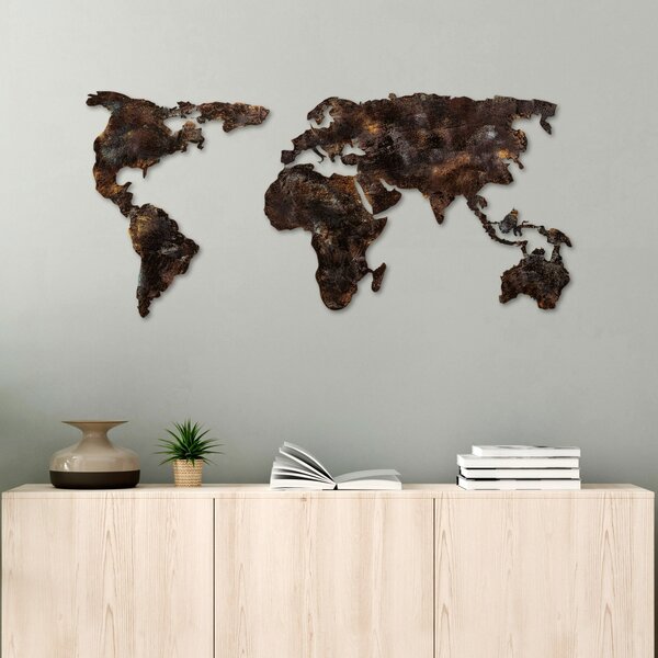 Μεταλλικός πίνακας World Πολύχρωμος 127x60x1.5 cm