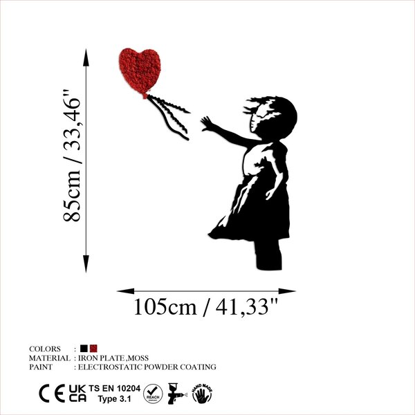 Μεταλλικός πίνακας Banksy Κόκκινο 105x85 cm