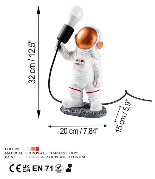 Επιτραπέζιο φωτιστικό Astronaut Πολύχρωμο 20x32x15 cm