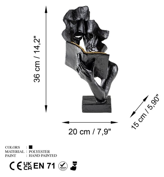 Διακοσμητικό αντικείμενο Lecteur Μαύρο 20x36x15 cm