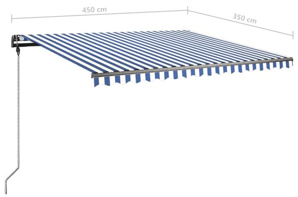 VidaXL Τέντα Συρόμενη Χειροκίνητη Ανεξάρτητη Μπλε/Λευκό 450x350εκ