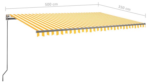 VidaXL Τέντα Συρόμενη Χειροκίνητη με LED Κίτρινο / Λευκό 500 x 350 εκ