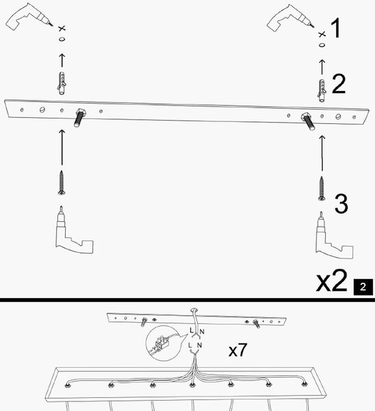 Φωτιστικό οροφής Tel Μαύρο 70x20x115 cm