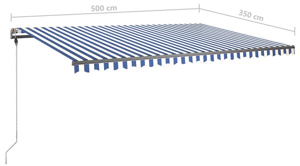 VidaXL Τέντα Συρόμενη Χειροκίνητη με LED Μπλε / Λευκό 500 x 350 εκ