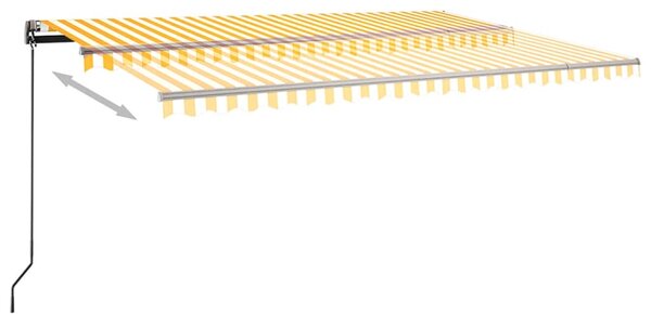 VidaXL Τέντα Αυτόματη με LED & Αισθ. Ανέμου Κίτρινο/Λευκό 500x350 εκ