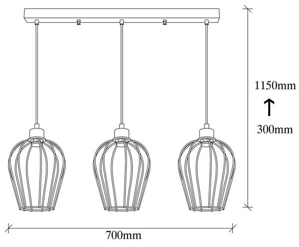 Φωτιστικό οροφής Tel Μαύρο 70x20x115 cm