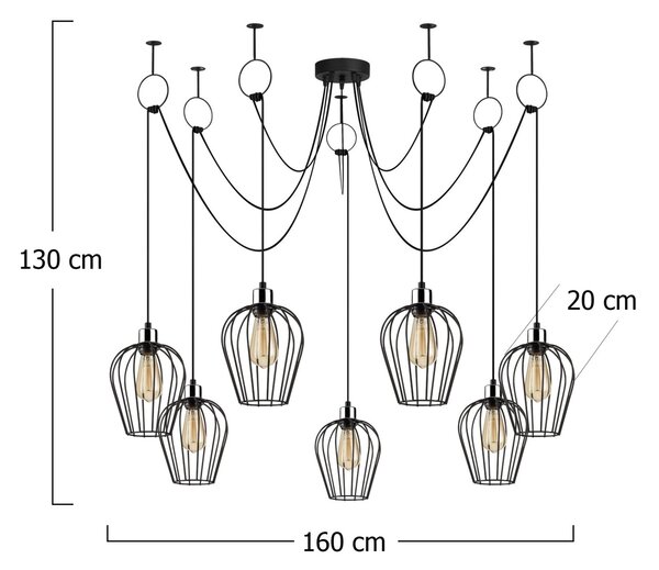 Φωτιστικό οροφής Tel Μαύρο 160x130 cm