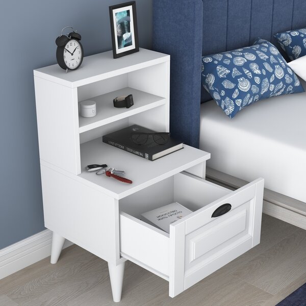 Κομοδίνο BD105 Λευκό 45x74.4x40 cm