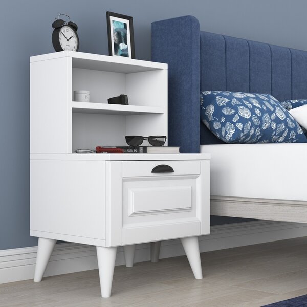 Κομοδίνο BD105 Λευκό 45x74.4x40 cm