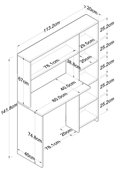 Γραφείο HA104 Δρυς 113.2x141.8x40 cm