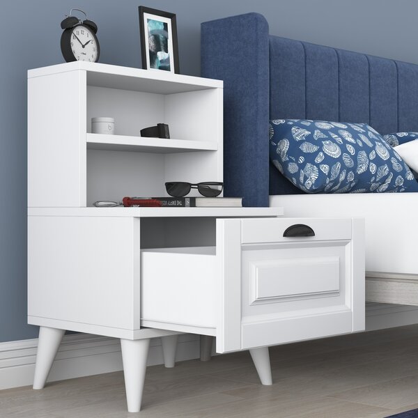 Κομοδίνο BD105 Λευκό 45x74.4x40 cm