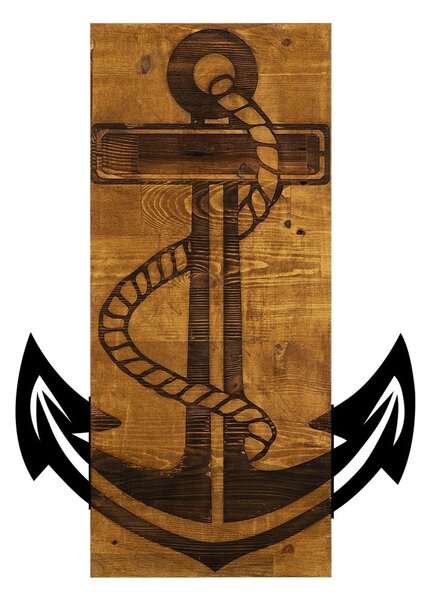 Πίνακας από ξύλο και μέταλλο Anchor Καρυδί 41x58 cm