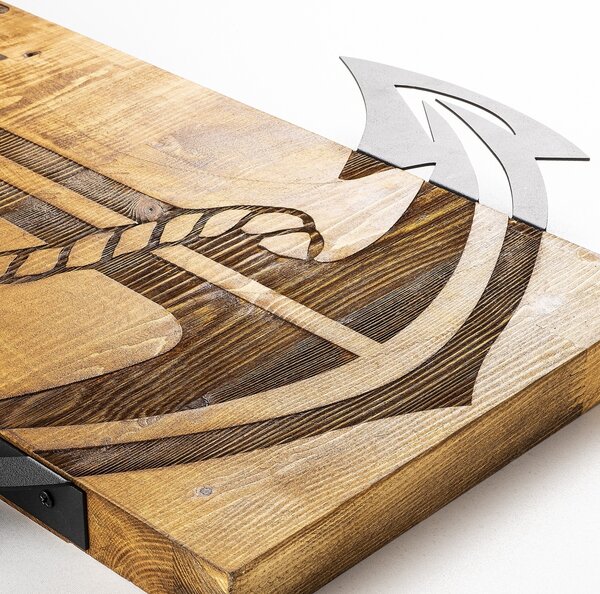 Πίνακας από ξύλο και μέταλλο Anchor Καρυδί 41x58 cm