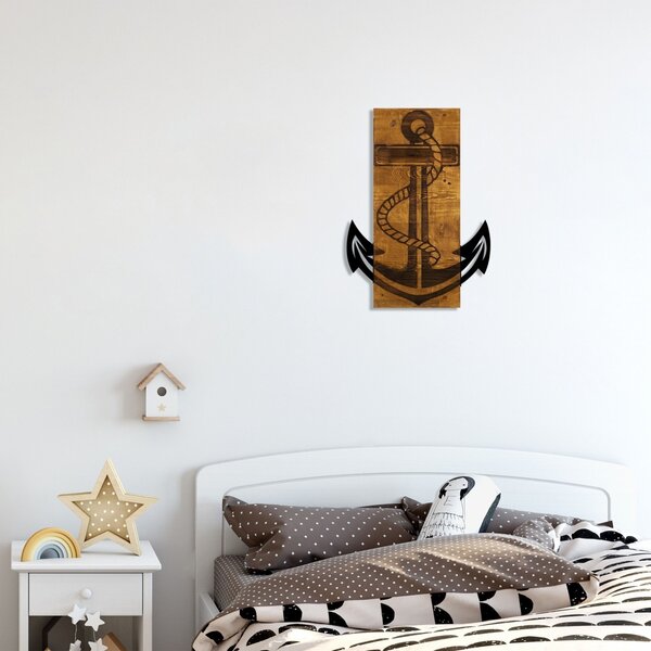 Πίνακας από ξύλο και μέταλλο Anchor Καρυδί 41x58 cm