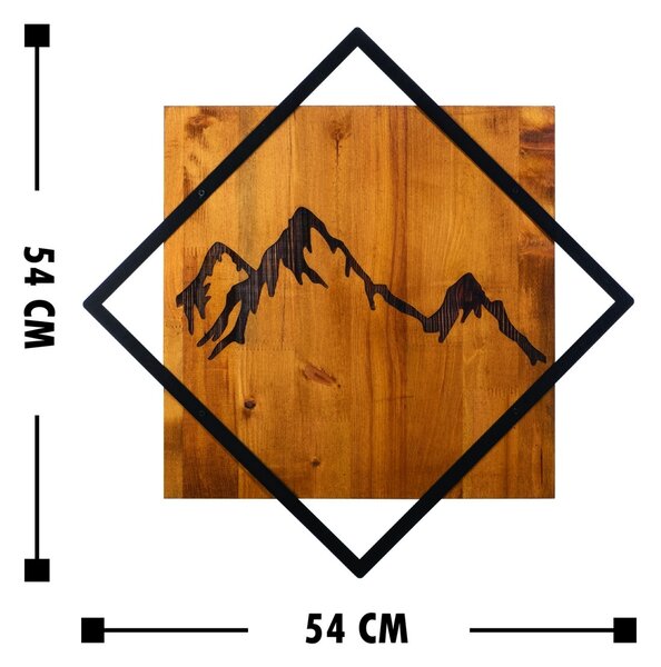 Πίνακας από ξύλο και μέταλλο Mountain Καρυδί 54x54 cm