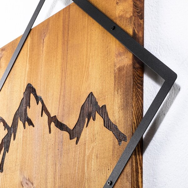 Πίνακας από ξύλο και μέταλλο Mountain Καρυδί 54x54 cm