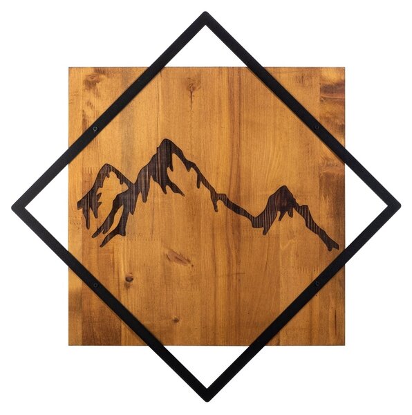 Πίνακας από ξύλο και μέταλλο Mountain Καρυδί 54x54 cm