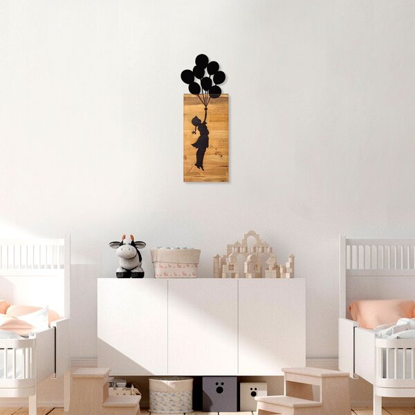 Πίνακας από ξύλο και μέταλλο Child Μαύρο 30x86x3 cm