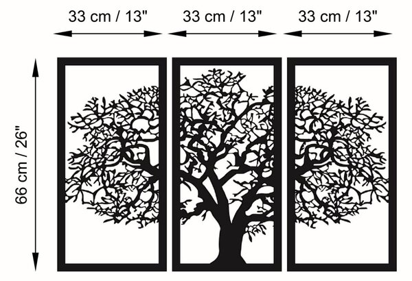 Πίνακας από ξύλο και μέταλλο Agac Μαύρο 66x105 cm