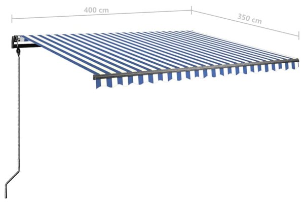 VidaXL Τέντα Συρόμενη Χειροκίνητη με LED Μπλε / Λευκό 400 x 350 εκ