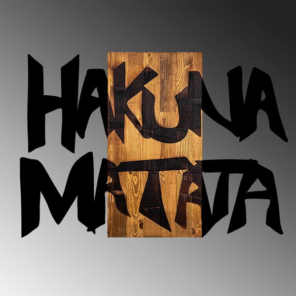 Πίνακας από ξύλο και μέταλλο Hakuna Μαύρο 77x3x58 cm