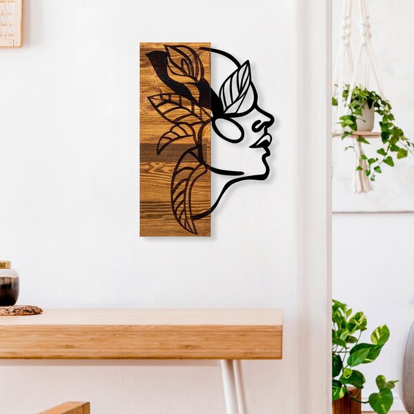 Πίνακας από ξύλο και μέταλλο Dingin Μαύρο 34x3x50 cm