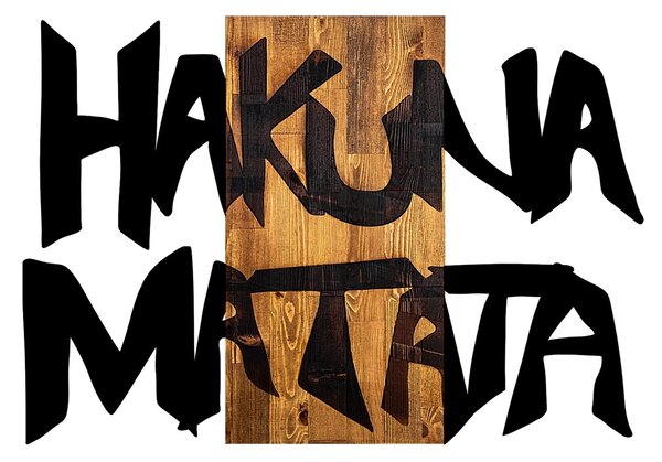 Πίνακας από ξύλο και μέταλλο Hakuna Μαύρο 77x3x58 cm