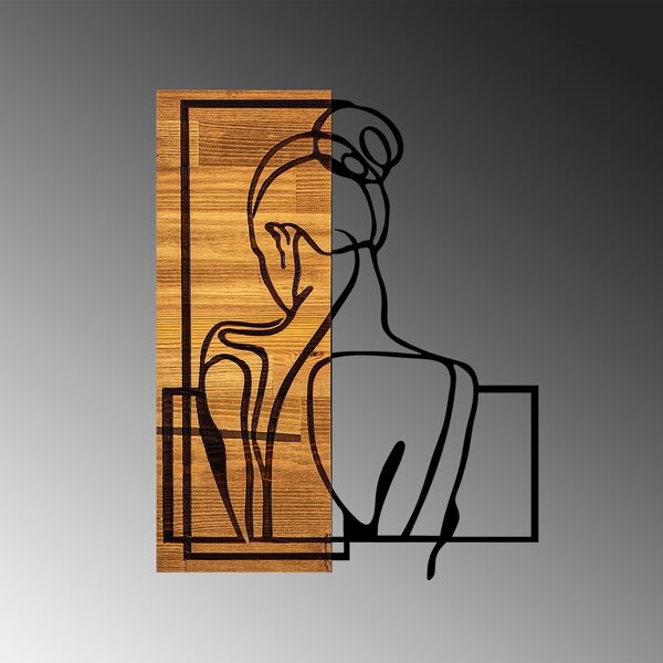 Πίνακας από ξύλο και μέταλλο Woman Μαύρο 39x3x50 cm