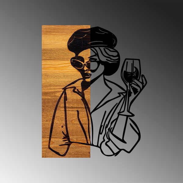 Πίνακας από ξύλο και μέταλλο Woman Μαύρο 39x3x50 cm