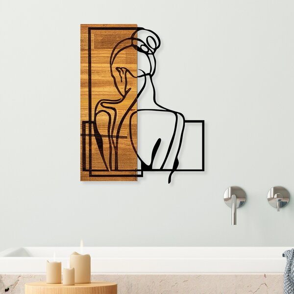 Πίνακας από ξύλο και μέταλλο Woman Μαύρο 39x3x50 cm