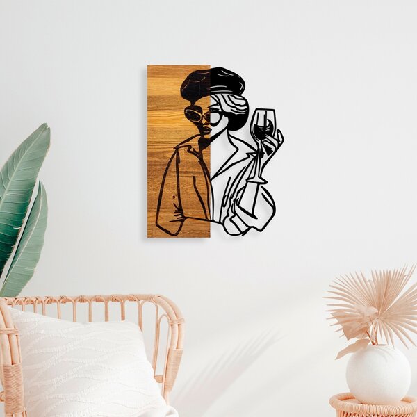 Πίνακας από ξύλο και μέταλλο Woman Μαύρο 39x3x50 cm