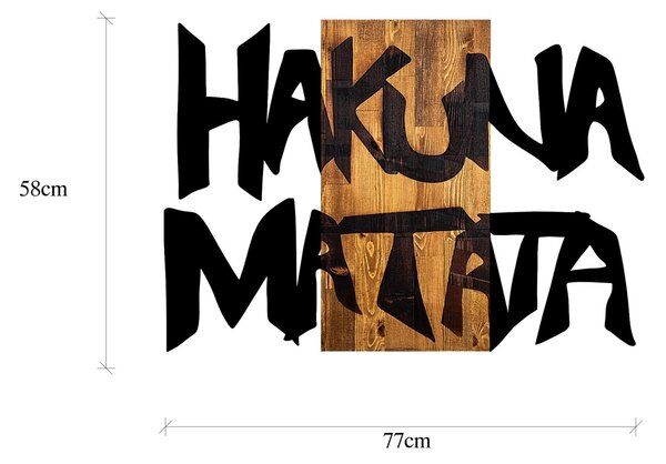 Πίνακας από ξύλο και μέταλλο Hakuna Μαύρο 77x3x58 cm